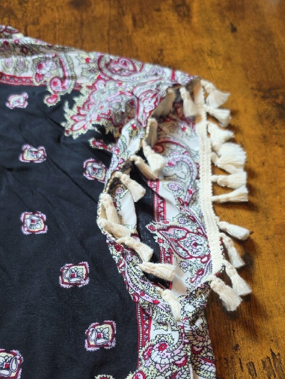 UMGEE | Boho Hooded Kimono Cardigan Fringe‎ Tassel Festival Layer Duster | S / M - Picture 6 of 8